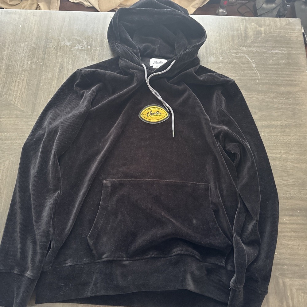 Rare JEETER Pullover Hoodie Black corduroy hoodie Mens Size XLmade In NYC USA